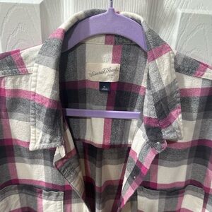 Universal Thread Women's Pink & Gray Plaid Button Down Shirt XL EUC